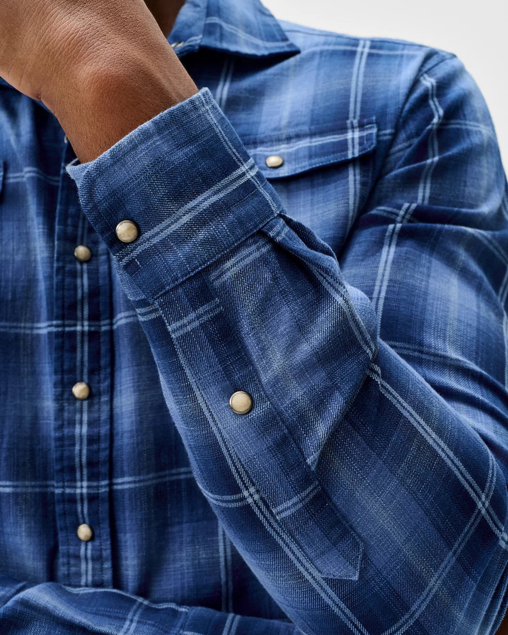 Johnnie O - Snap Button Down - Indigo Plaid