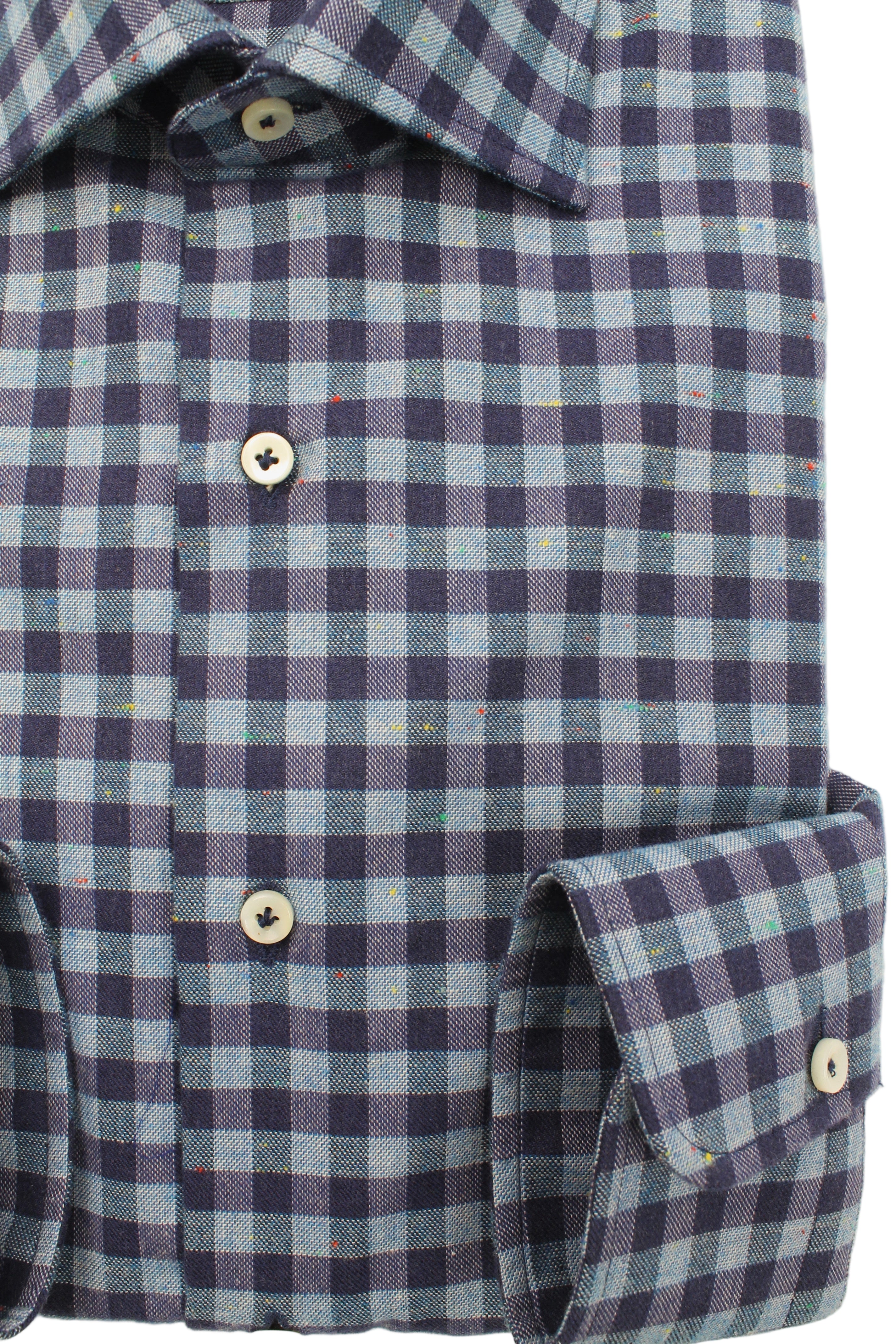 Gherardi - Gingham Sports Shirt - Sky Blue & Navy
