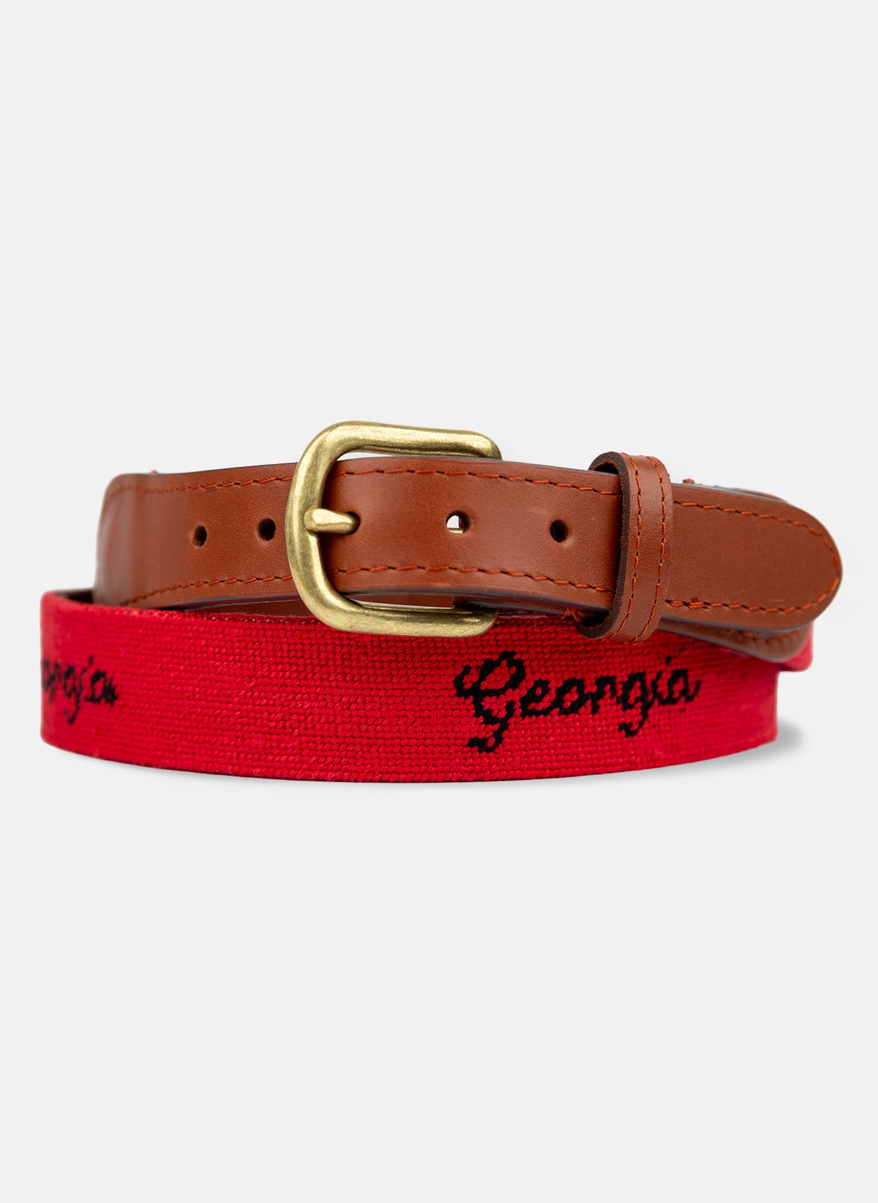 Smathers & Branson - Georgia Script™ Needlepoint Belt - Red