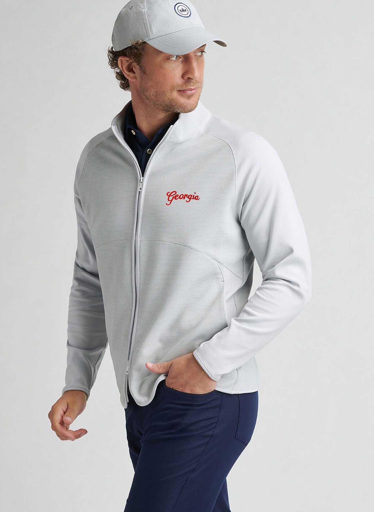 Peter Millar - Georgia Script™ Vista Hybrid Full-Zip Jacket - British Grey