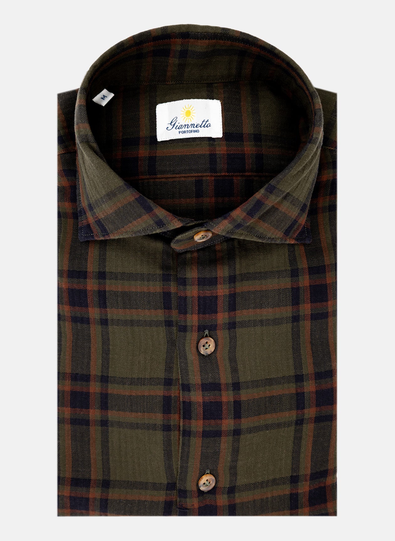 Giannetto Portofino - Dark Olive Windowpane Sport Shirt