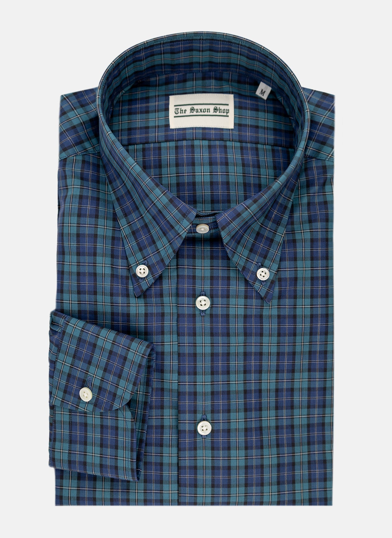 The Saxon Shop - Dark Teal Green & Navy Plaid Shirt