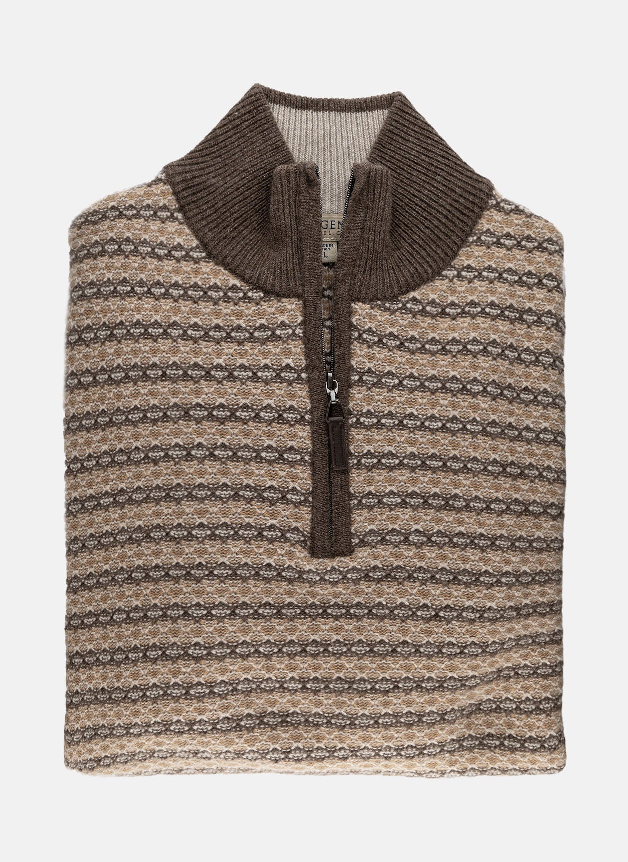 Hagen - Jacquard Quarter Zip - Medium Brown