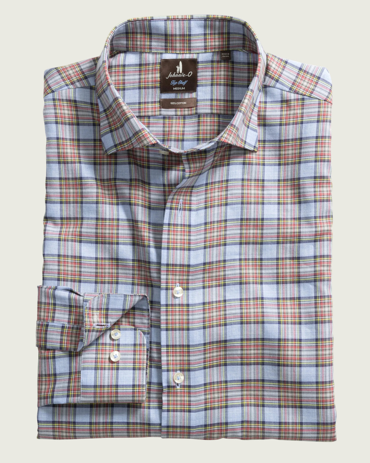 Plaid shirt with a collar on a white background