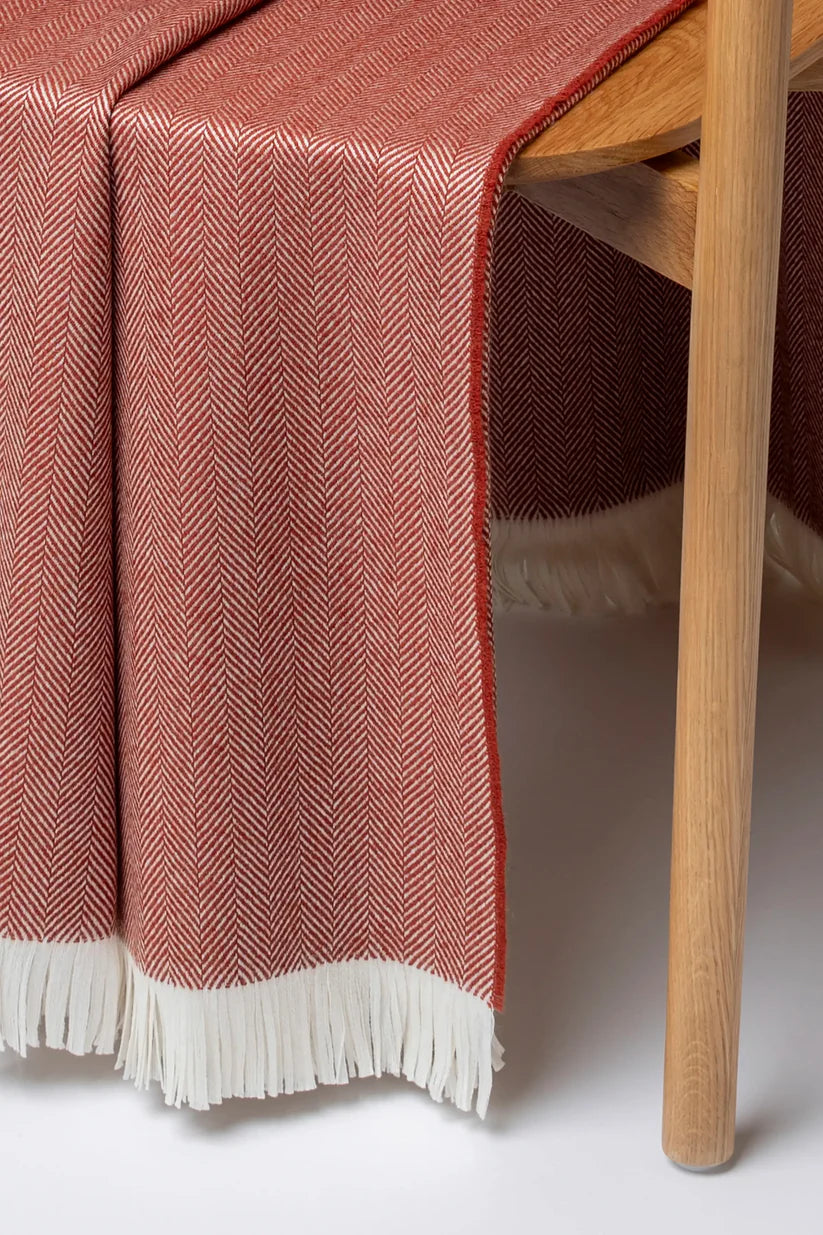 Johnstons of Elgin - Ruby Herringbone Merino Throw