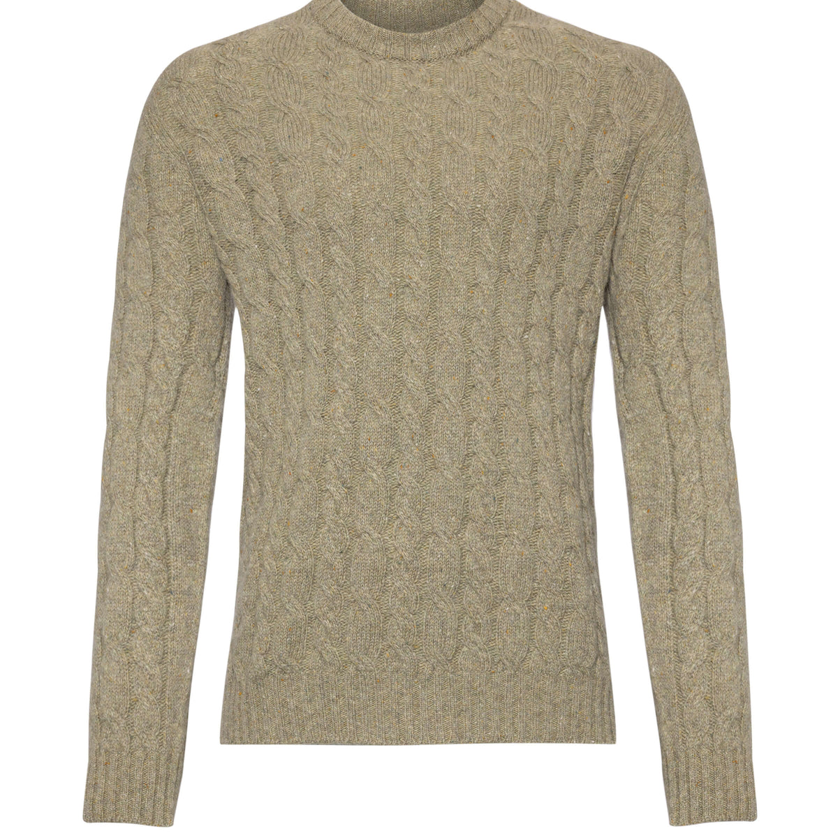 Johnstons of Elgin - Cashmere Cable Round Neck Sweater - Lichen