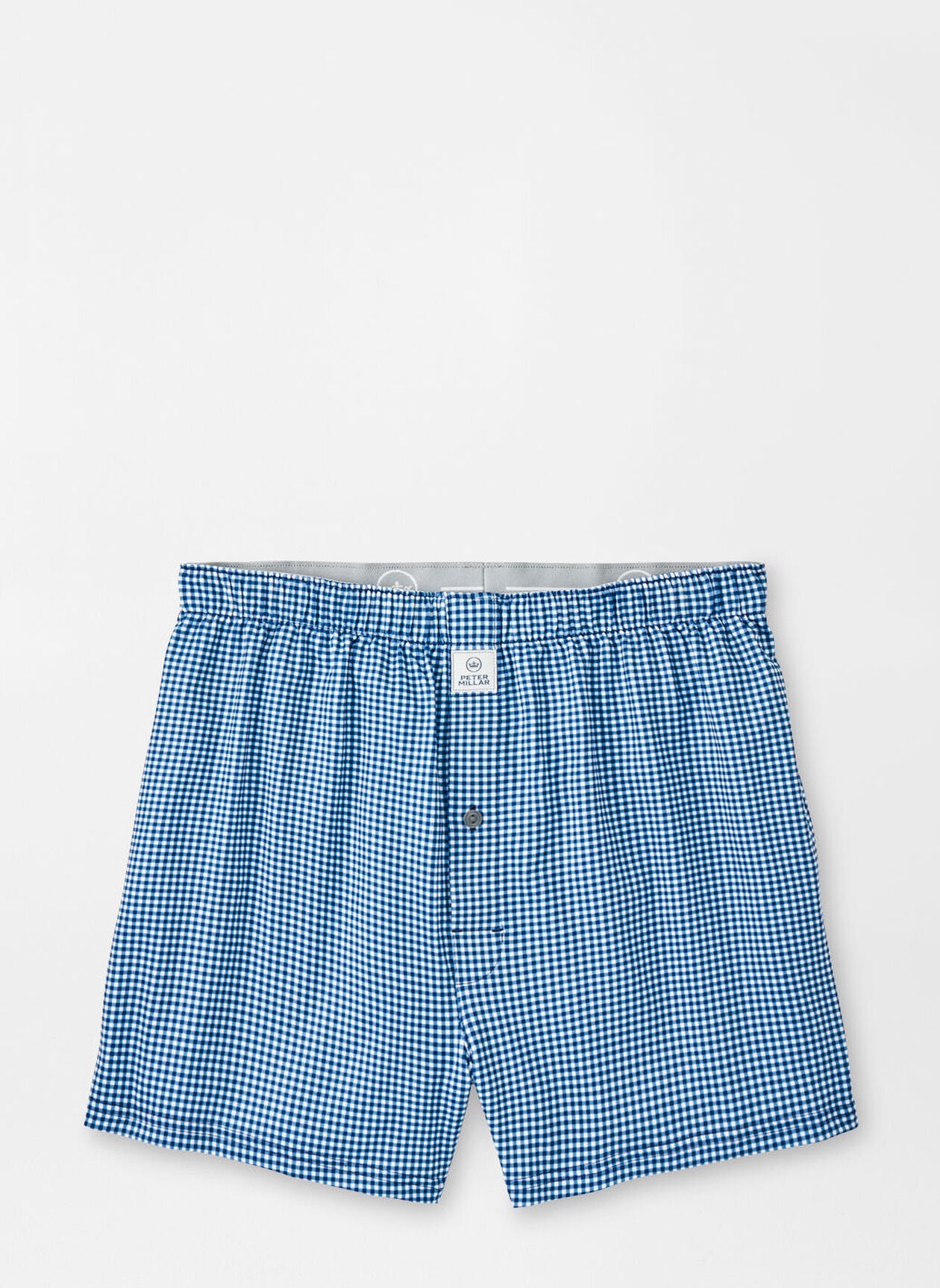Peter Millar - Nebraska Printed Gingham Check Stretch Jersey Boxer - Navy