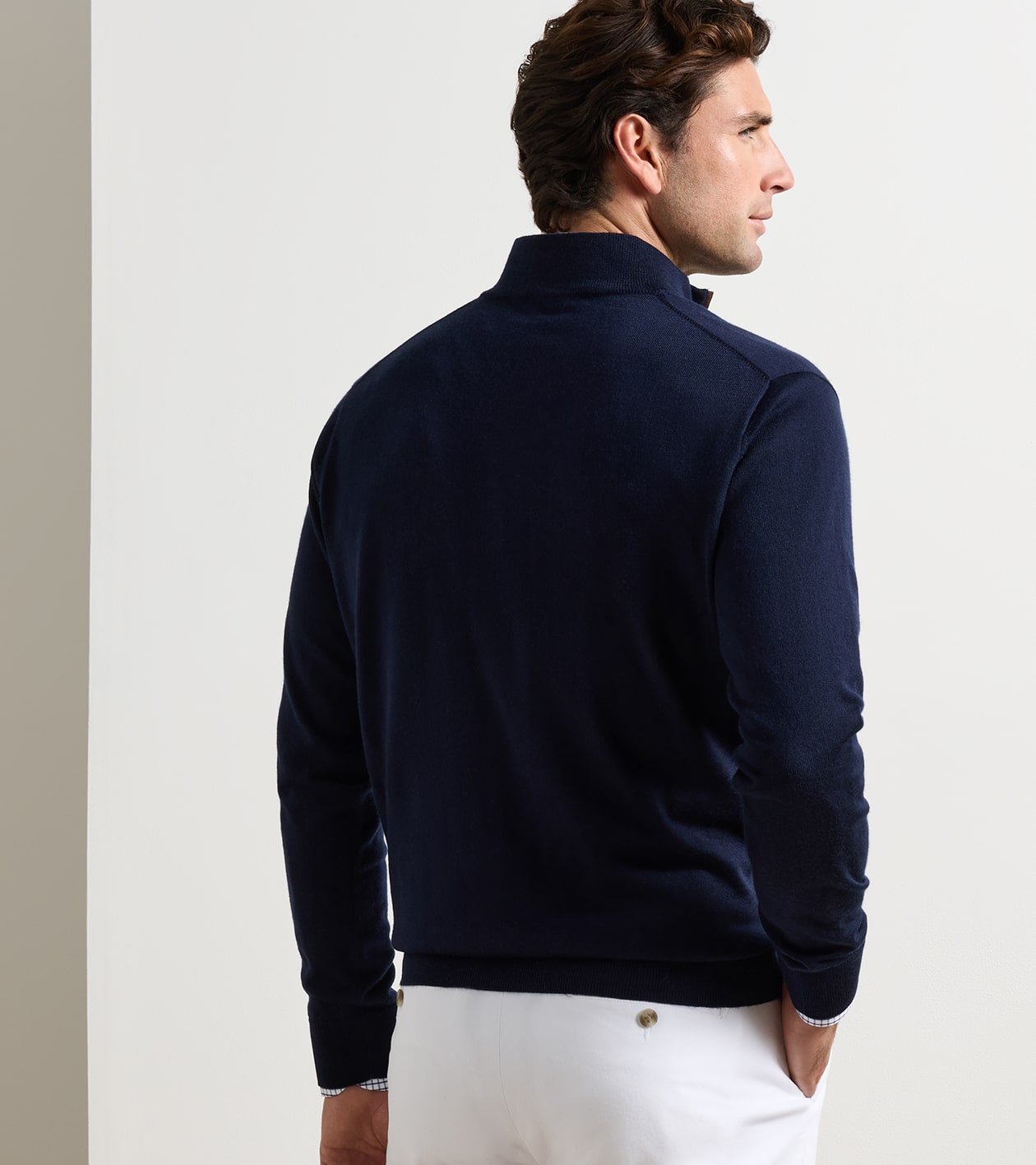 Peter Millar - Autumn Crest Suede Trim Quarter-Zip - Navy