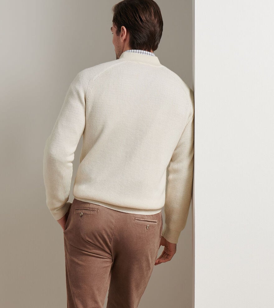 Peter Millar -Brant Button Mock Sweater - Winter Ivory