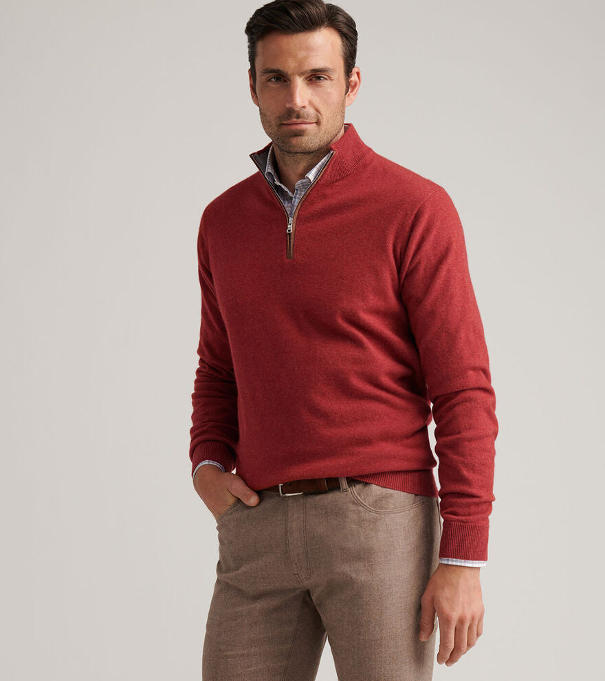 Peter Millar - Artisan Crafted Cashmere Flex Quarter-Zip - Garnet