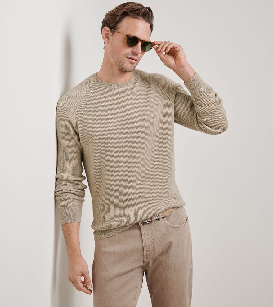 Peter Millar - Artisan Crafted Cashmere Rib Crewneck - Barley