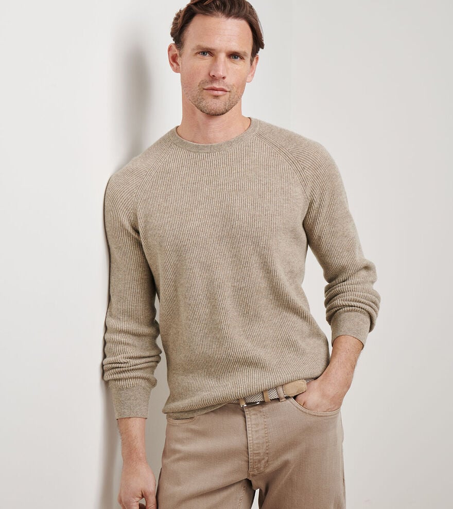 Peter Millar - Artisan Crafted Cashmere Rib Crewneck - Barley