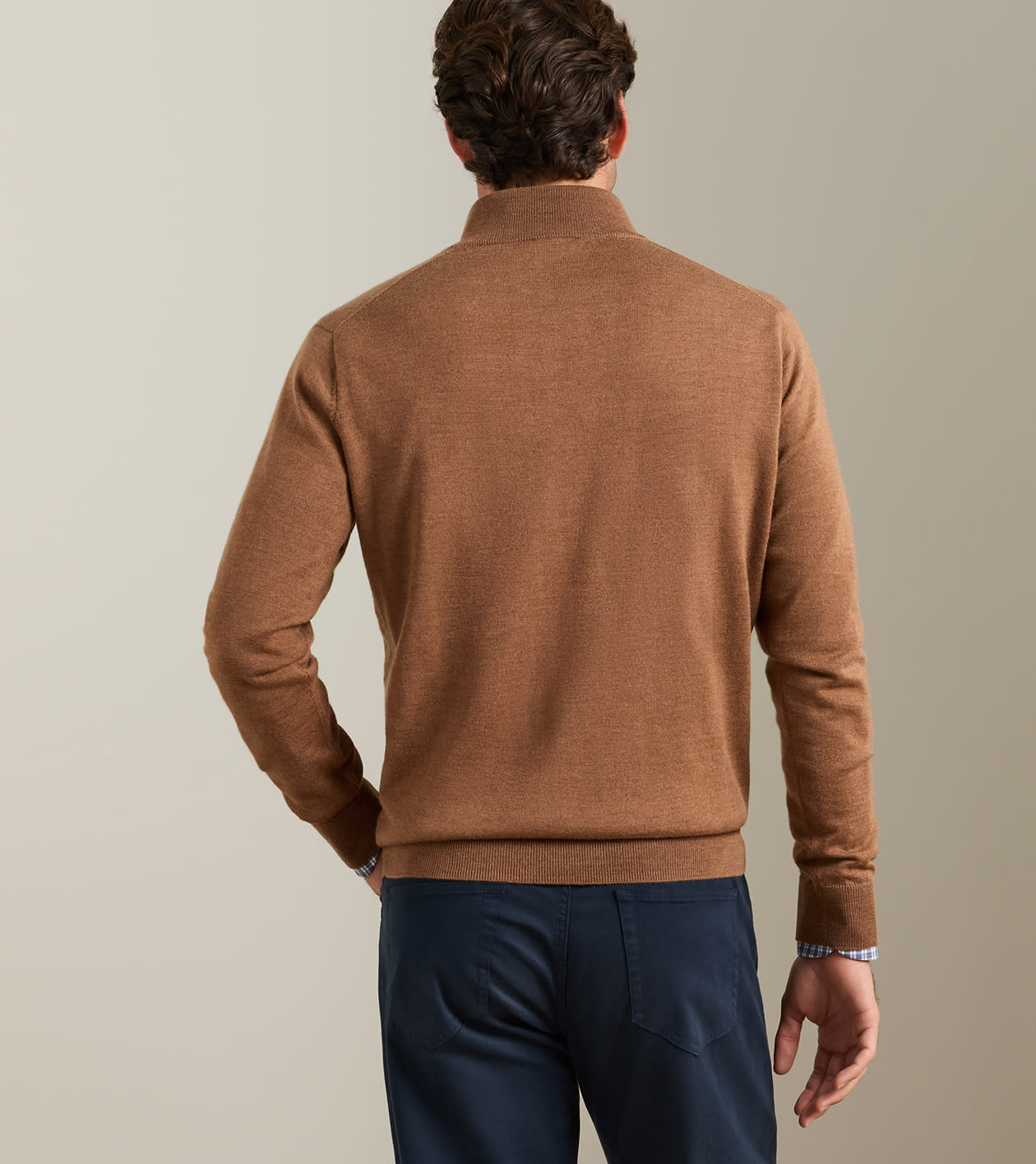 Peter Millar - Autumn Crest Suede Trim Quarter-Zip - Dark Amber