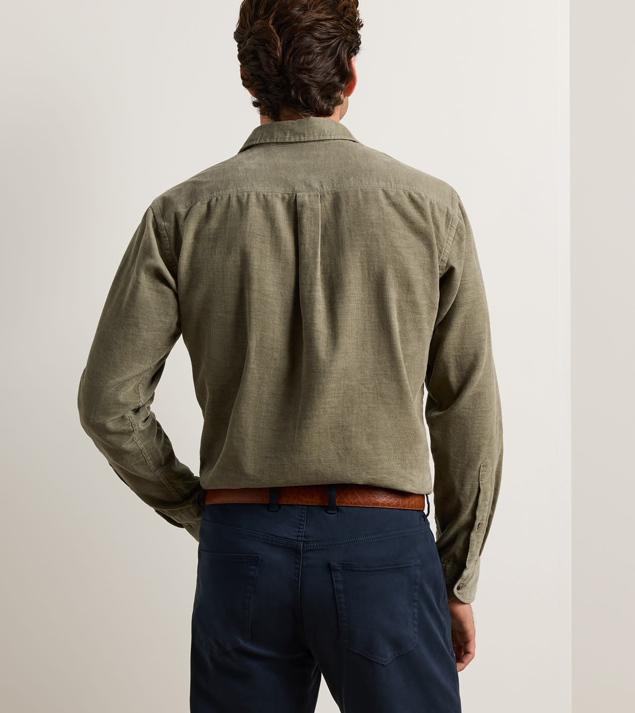 Peter Millar - Aspen Cotton Cashmere Corduroy Sport Shirt - Fatigue