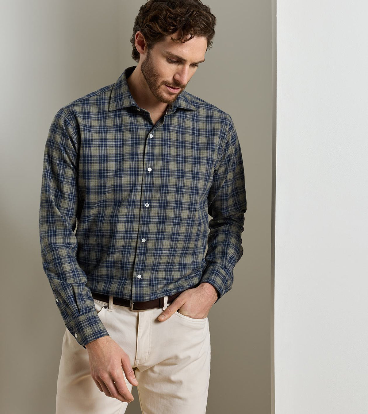 Peter Millar - Dean Performance Flannel Sport Shirt - Fatigue