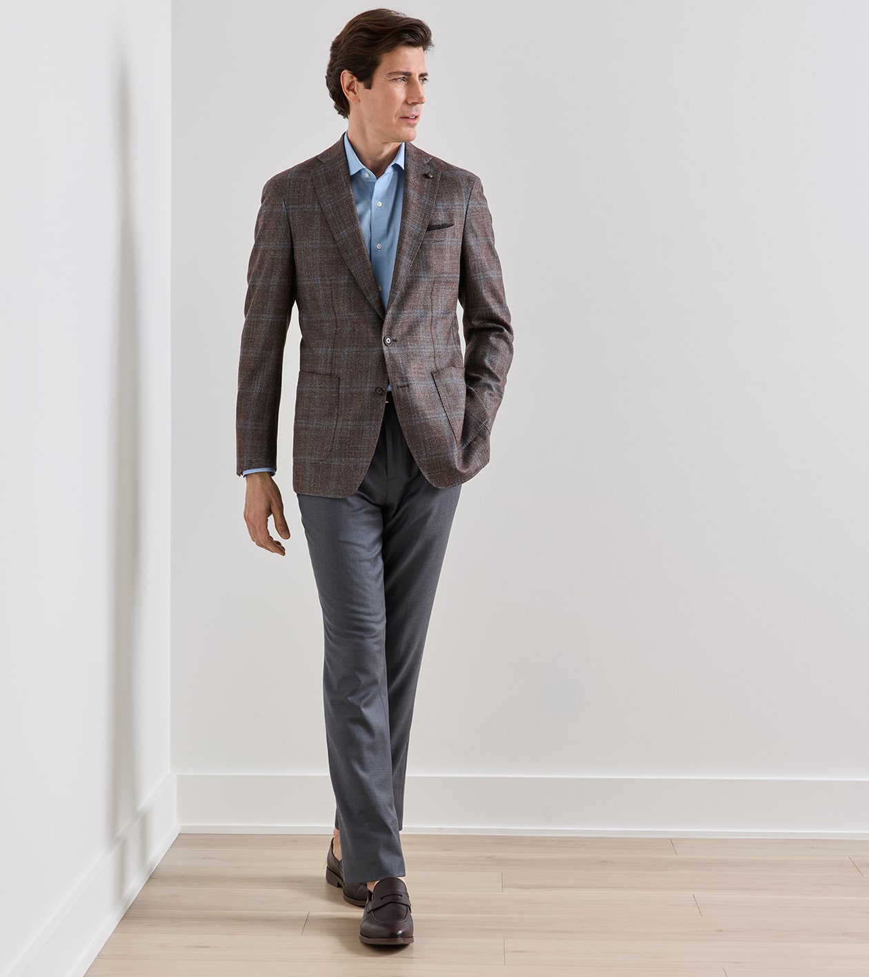 Peter Millar - Arden Windowpane Soft Jacket - Ash Brown