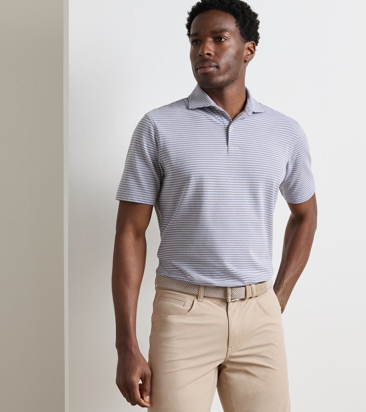 Peter Millar - Albatross Cotton-Blend Piqué Polo - Windy Blue & Light Mocha