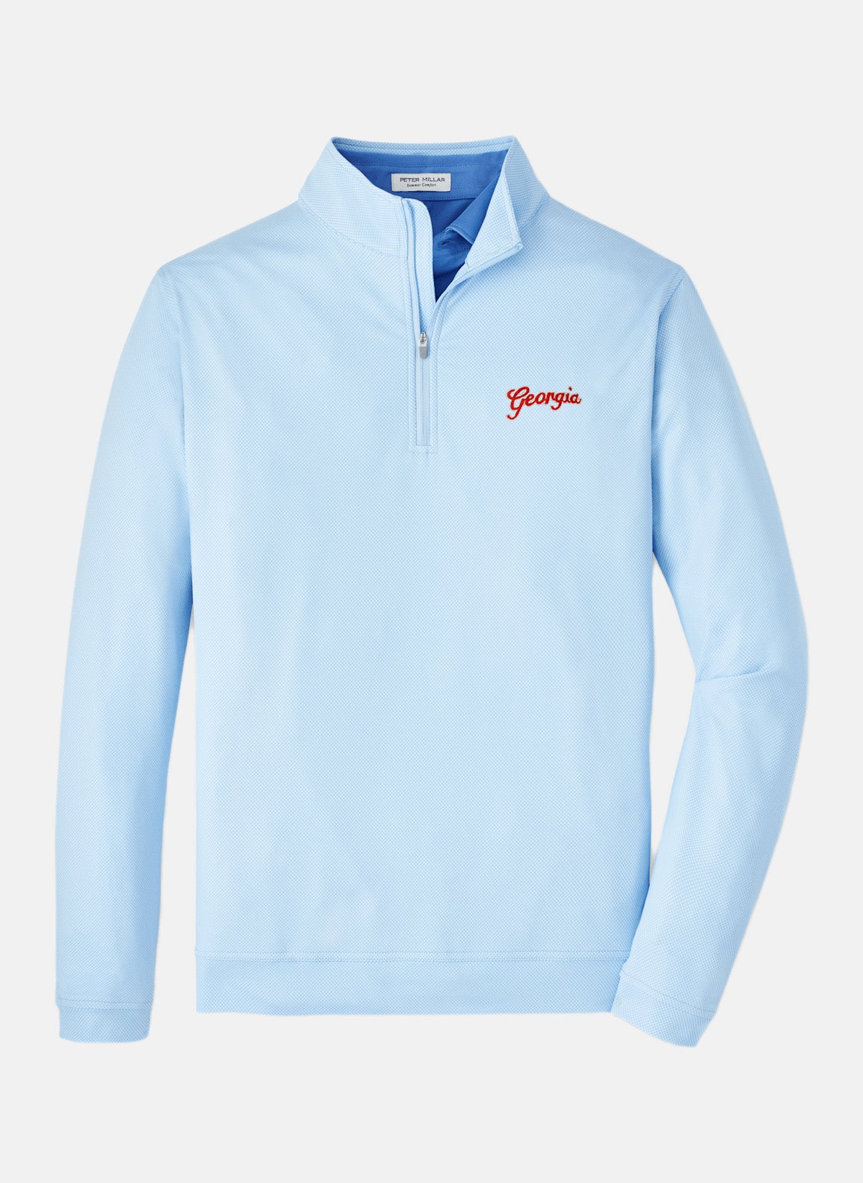 Peter Millar - Georgia Script™ Perth Birdseye Quarter Zip - Pale Blue