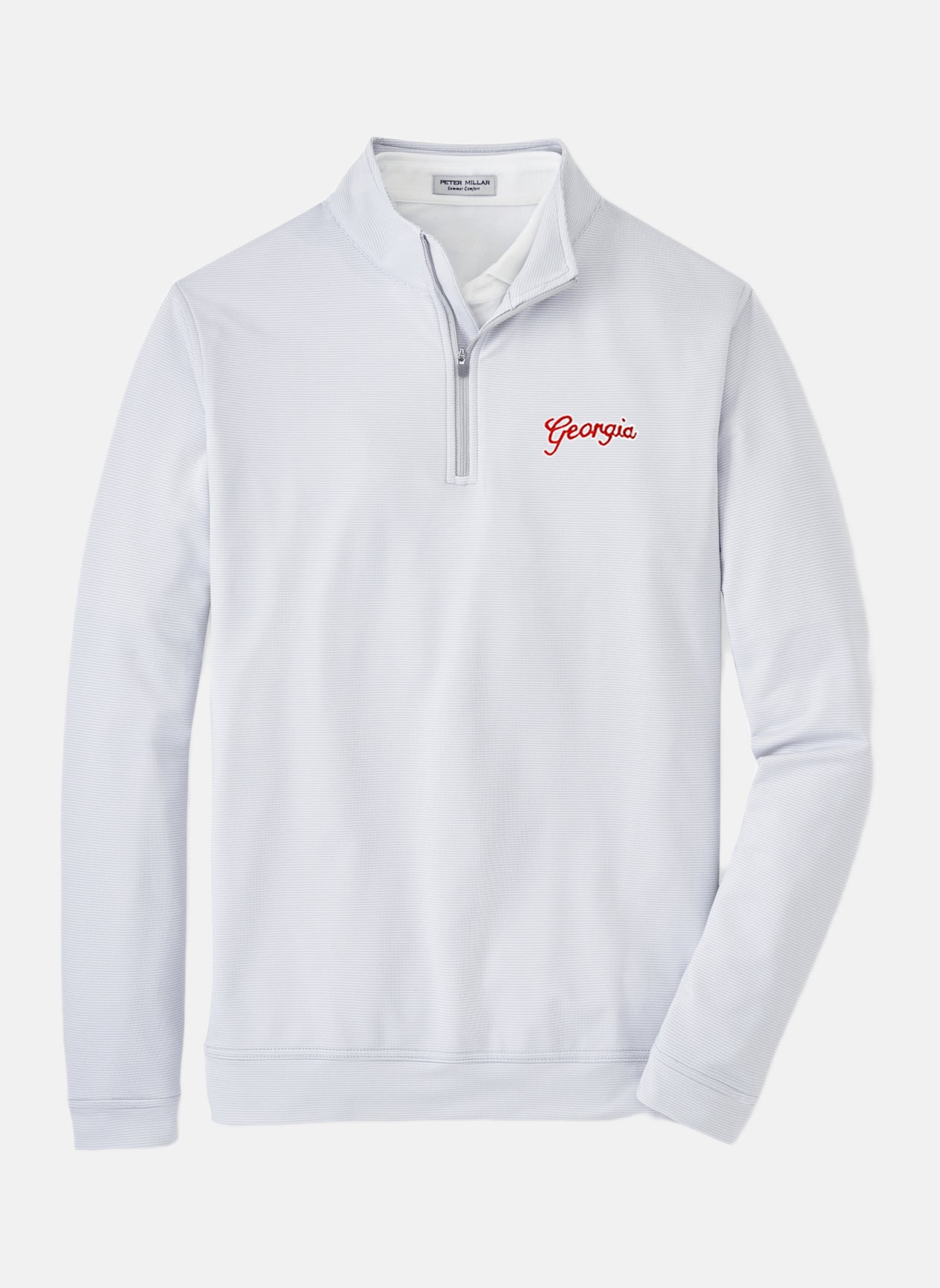 Peter Millar - Georgia Script™ Perth Sugar Stripe Quarter Zip - British Grey