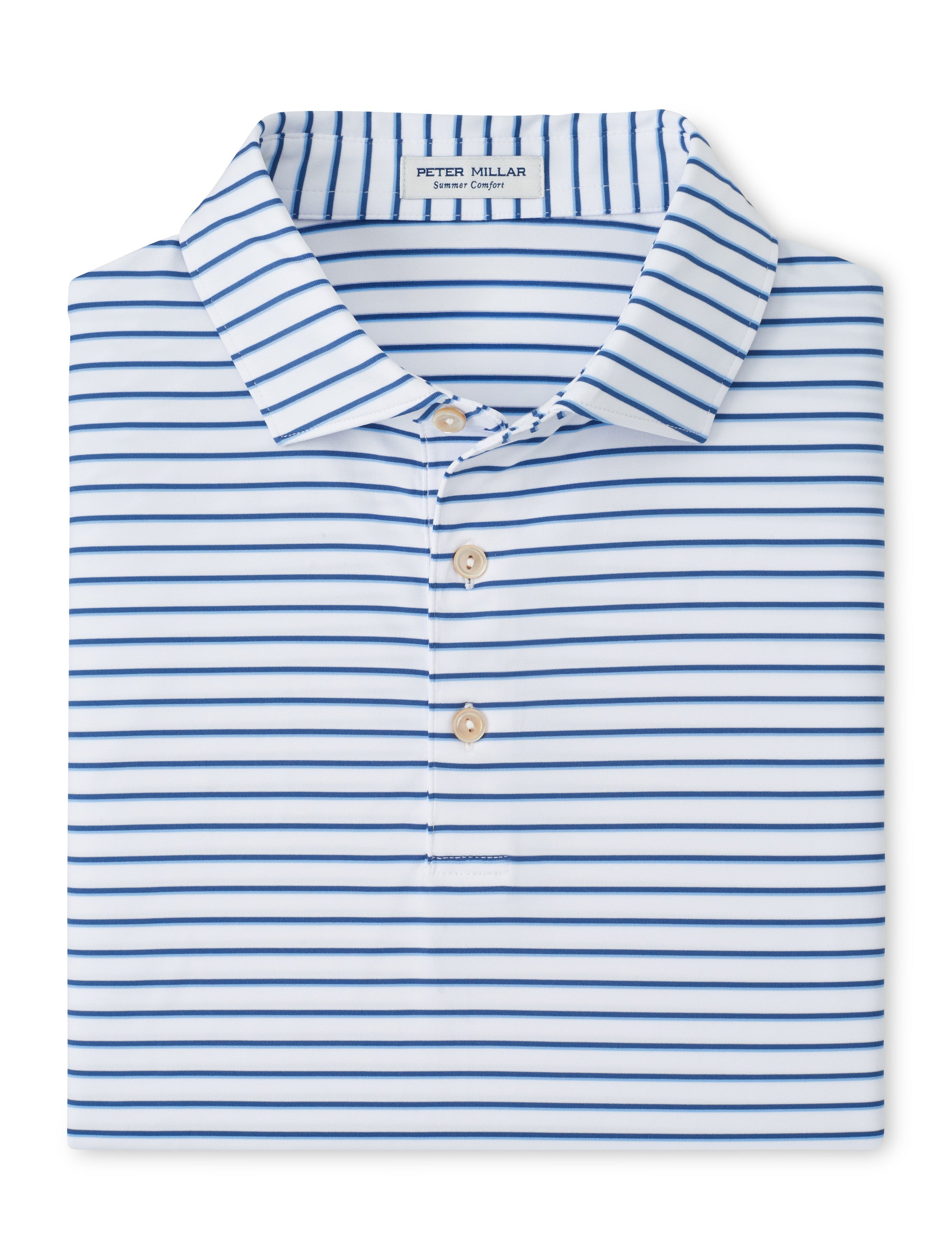 Peter Millar - Dunnes Performance Jersey Polo - White & Windsor Blue