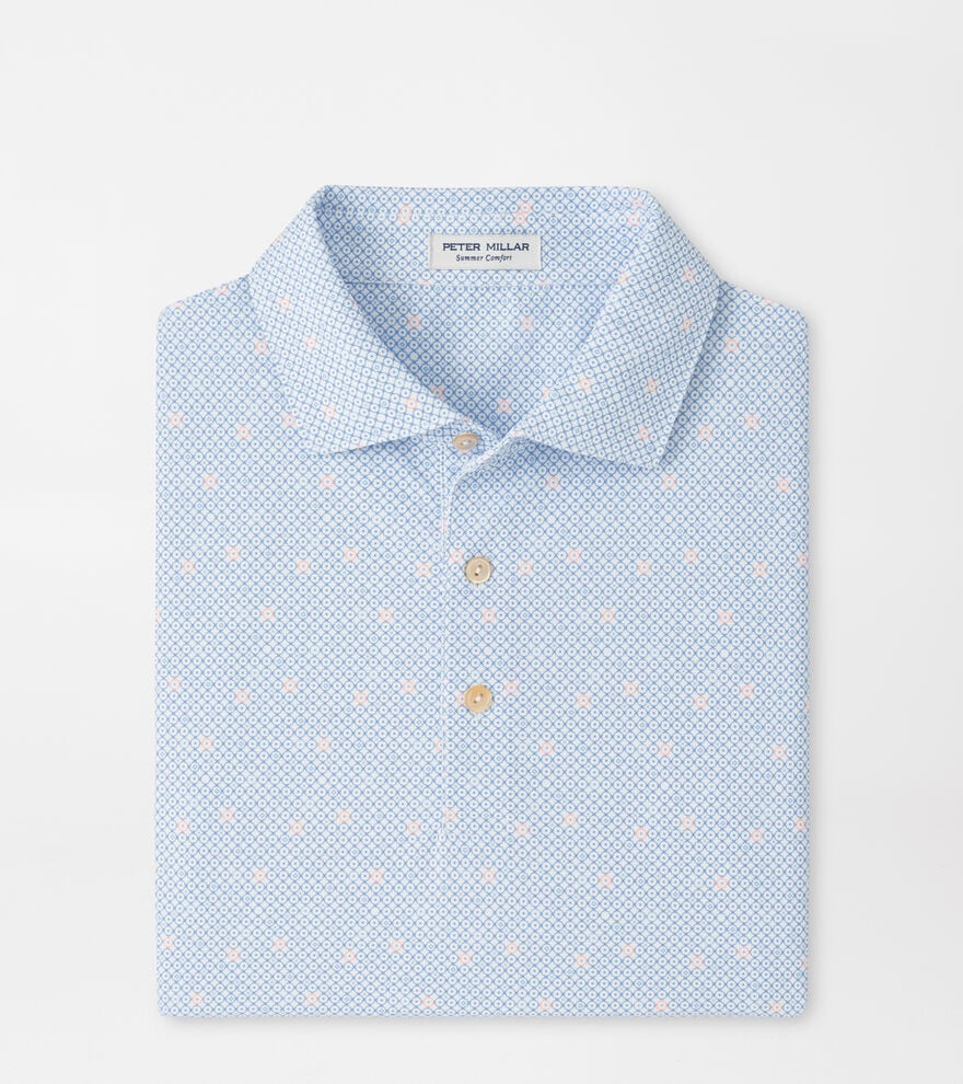 Peter Millar - Santiago Performance Mesh Polo - White & Bluebird
