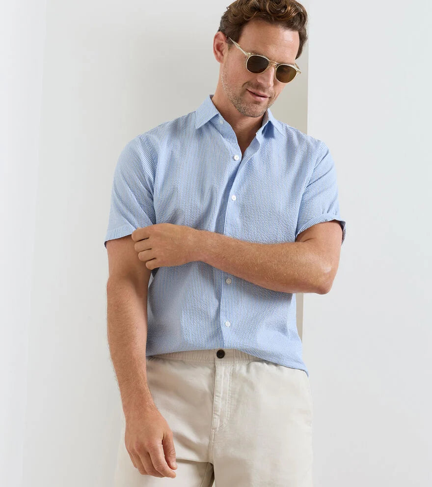 Peter Millar - Costal Stripe Cotton Lyocell - Bluebird