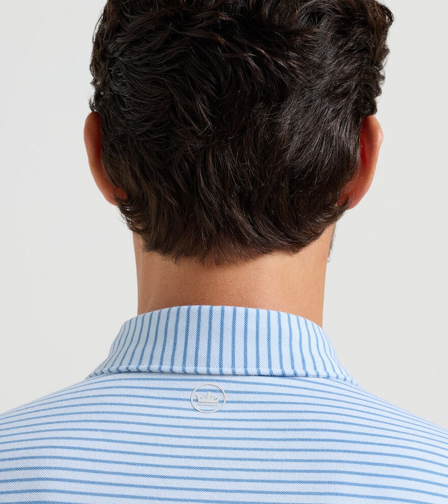 Peter Millar - Albatross Stripe Cotton - Blend Pique Polo - Blue Brisk