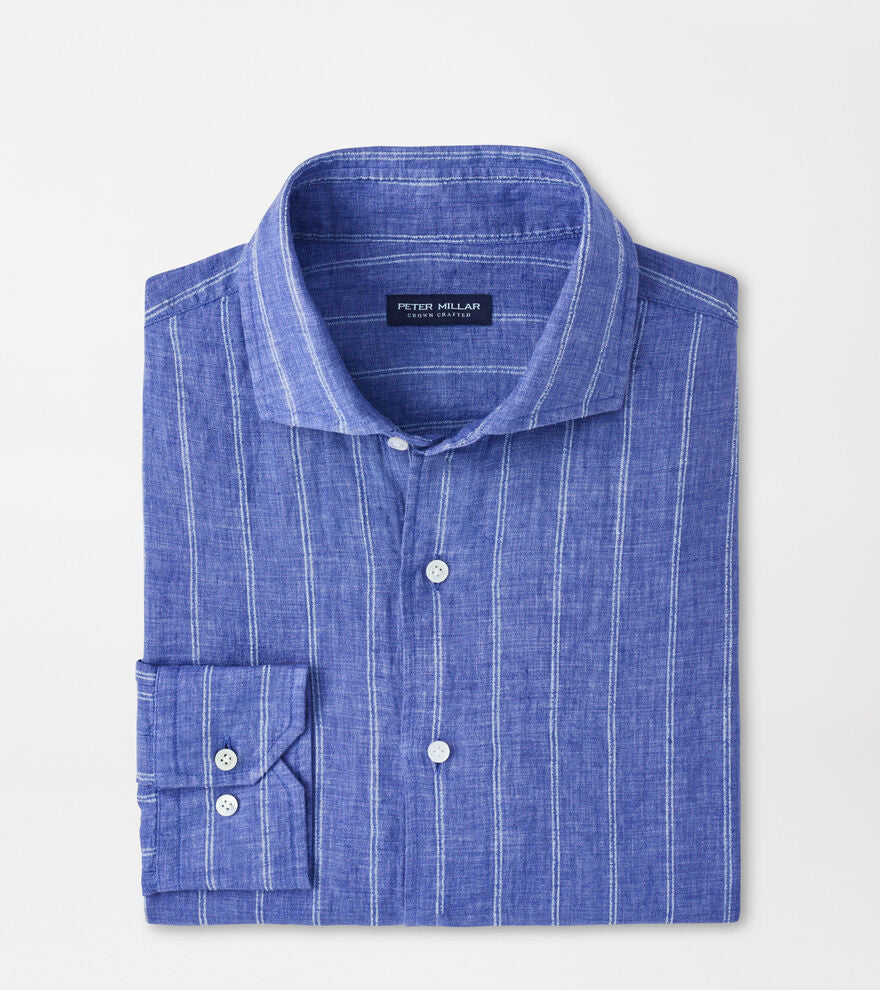 Peter Millar - Astino Lino Pencil Stripe Sport Shirt - Dusk Blue