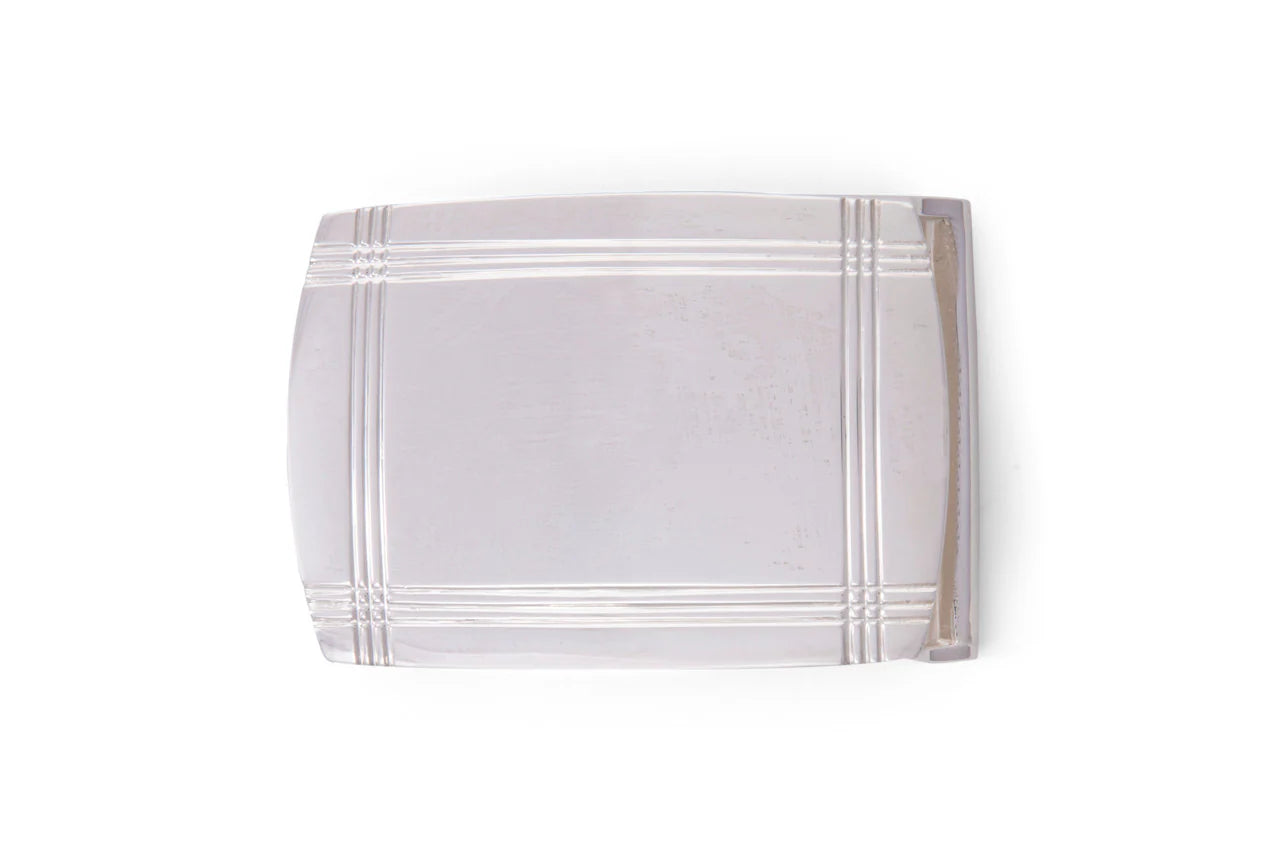 w.kleinberg - 1 1/4" Plaque Belt Buckle with Lines - Sterling Silver