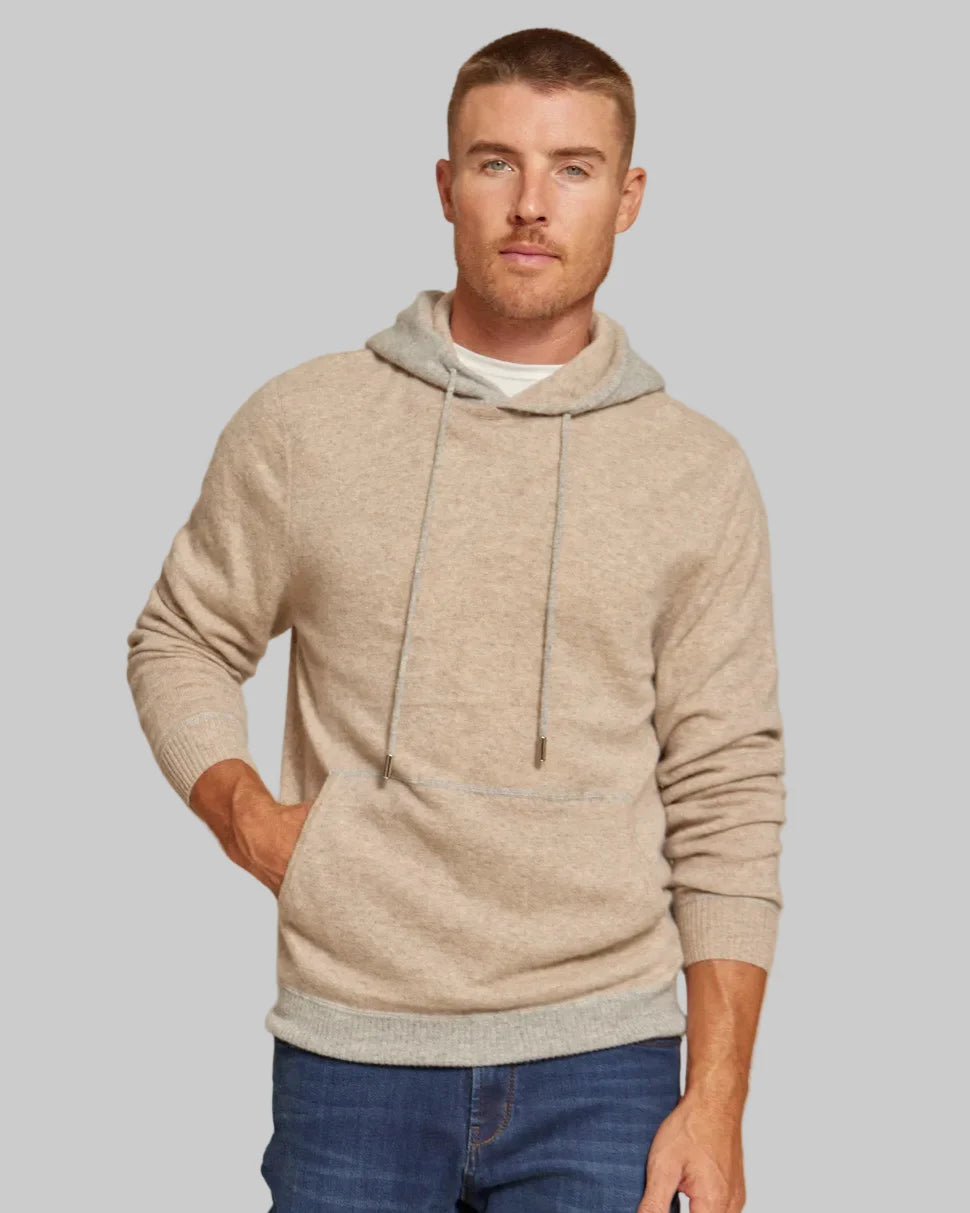 Rye 51 - The Kinsley - Two Tone Cashmere Hoodie - Taupe/Brown