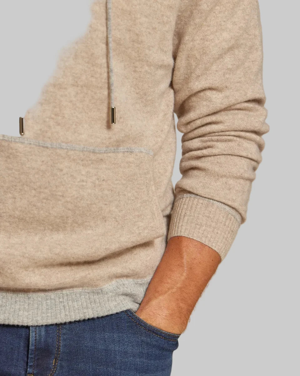 Rye 51 - The Kinsley - Two Tone Cashmere Hoodie - Taupe/Brown