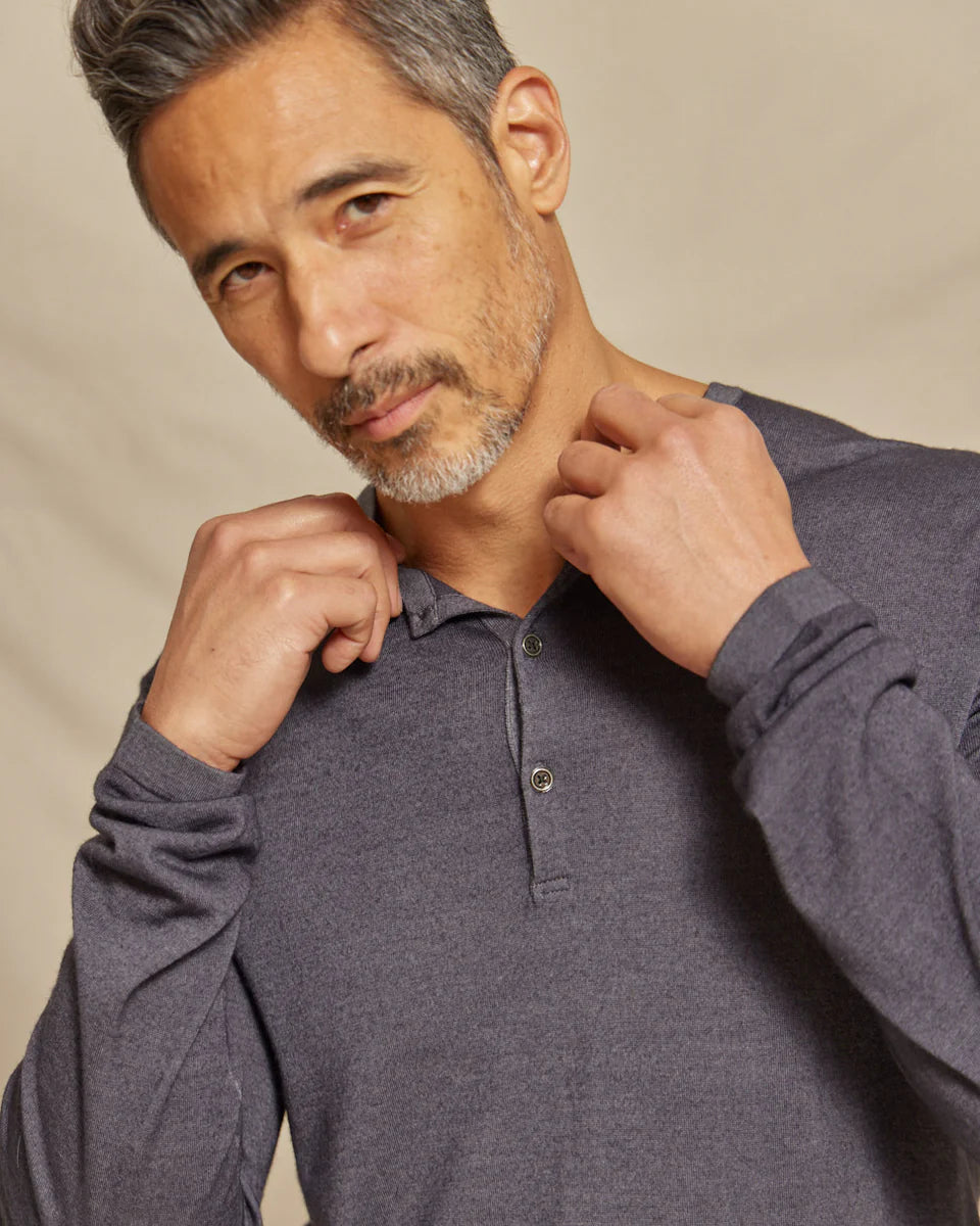 Rye 51 - The Maxwell LS Lightweight Merino Max Henley Sweater - Steel