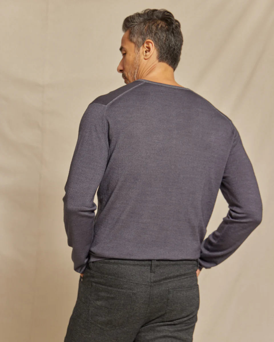 Rye 51 - The Maxwell LS Lightweight Merino Max Henley Sweater - Steel