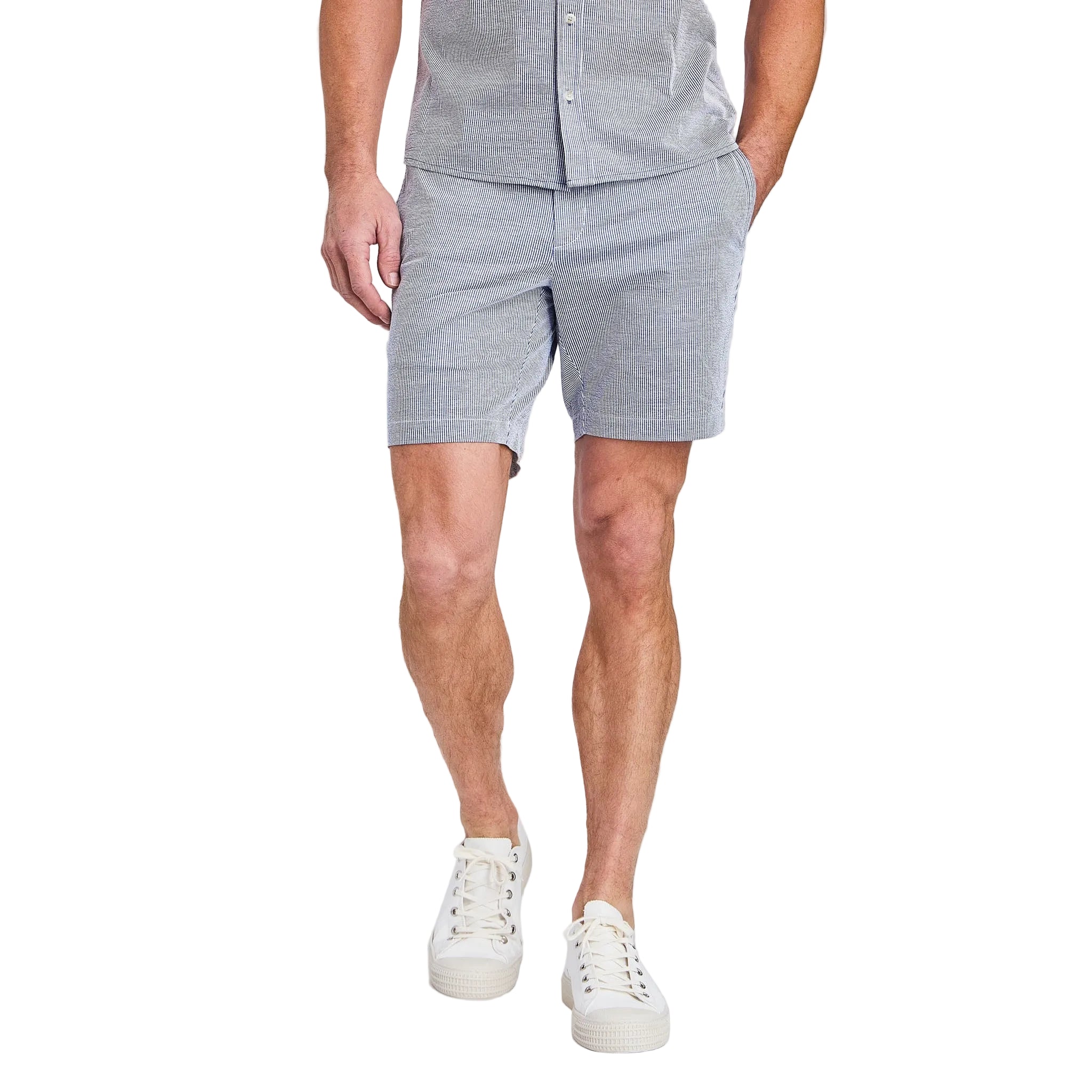 Rye 51 -  Flex Seersucker Drawstring Shorts - Navy & White