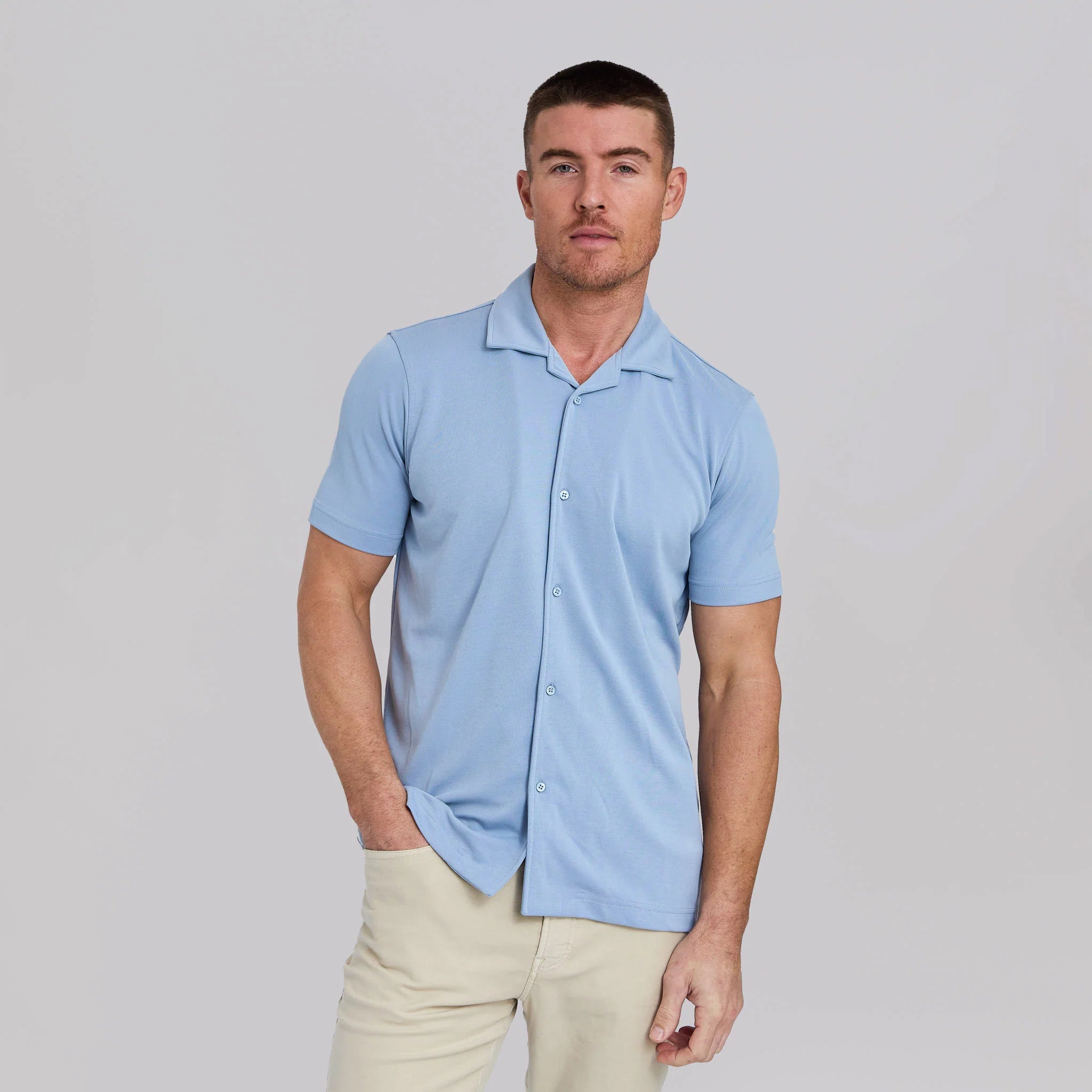 Rye 51 - The Brody - Double Knit SS Cabana Shirt - Sky Blue