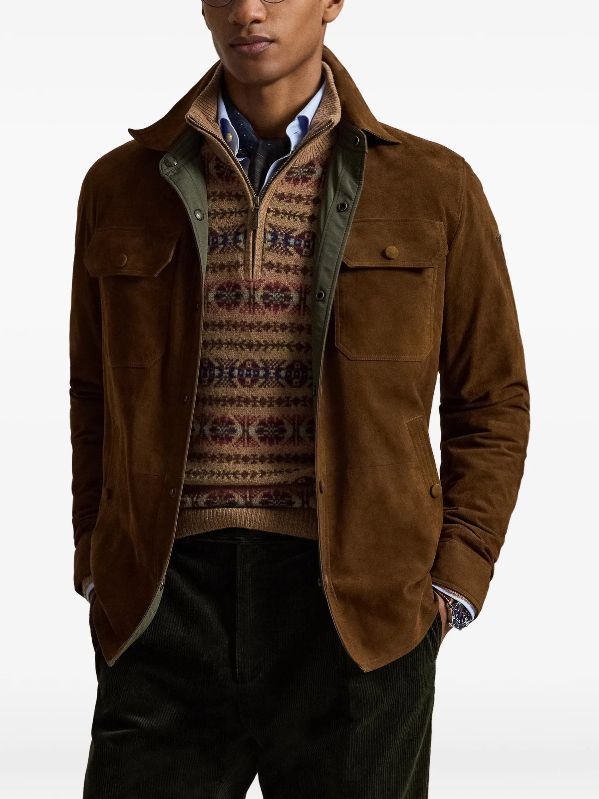 Ralph Lauren - Goat Suede Reversible Shacket - Brown/Olive