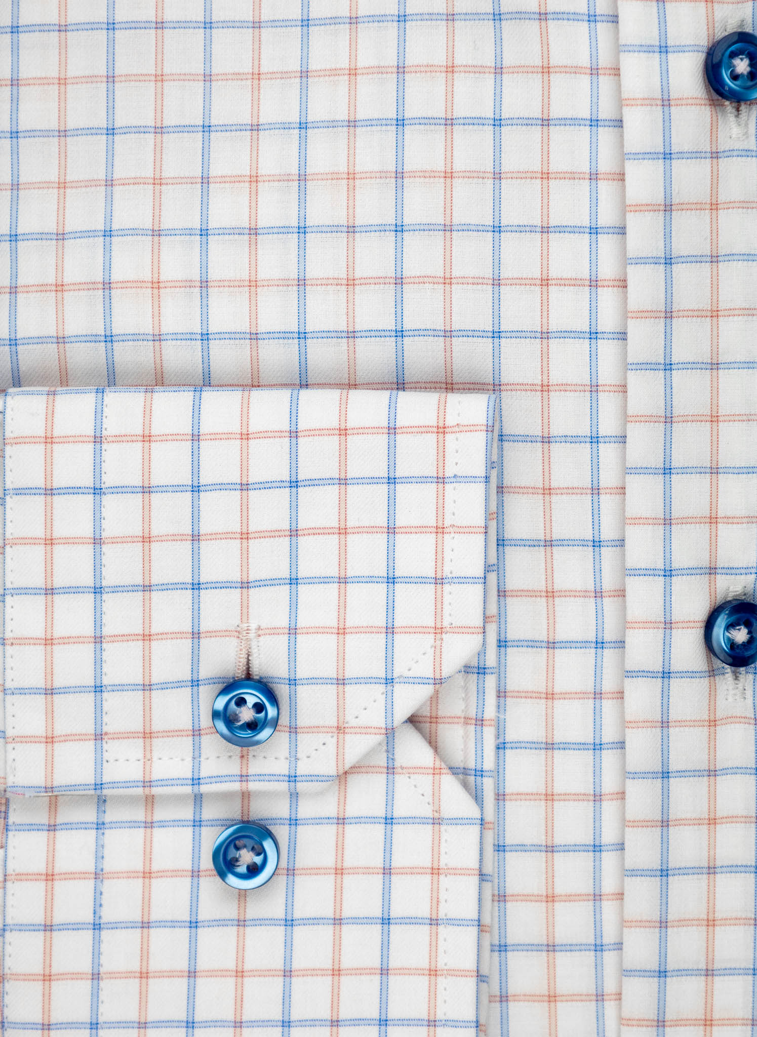 Hagen - Cotton Check Dress Shirt - Orange/Blue