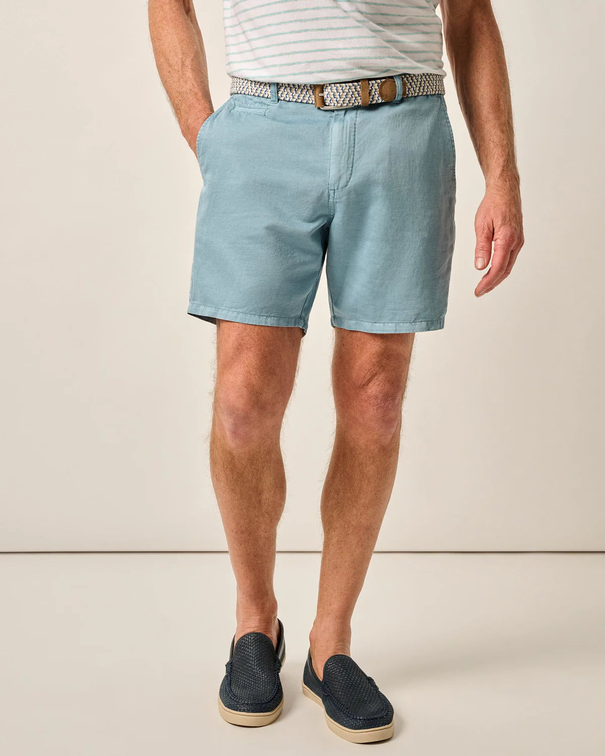 Johnnie-O - Melrose Cotton Linen Shorts - Mid Blue