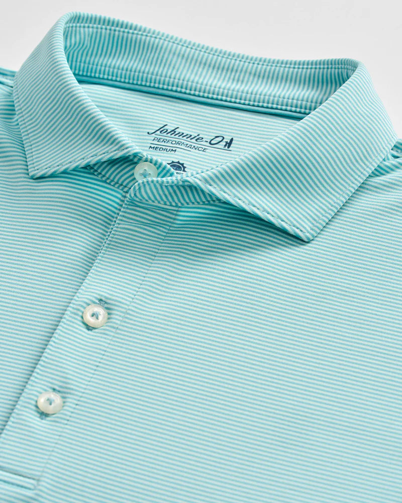 Johnnie-O-  Performance Jersey Polo - Lyndonn Stripe - Tropical Celeste