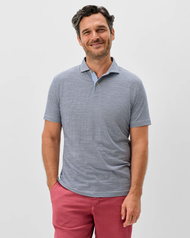 Johnnie O - Slub Cotton Blend Polo - Navy