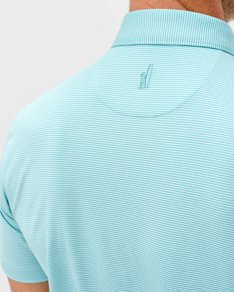 Johnnie-O-  Performance Jersey Polo - Lyndonn Stripe - Tropical Celeste