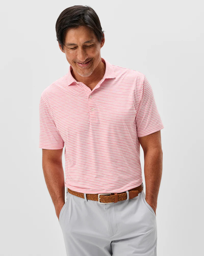 Johnnie-O- Performance Featherweight Polo- Seymour Stripe - Pink Lemonade