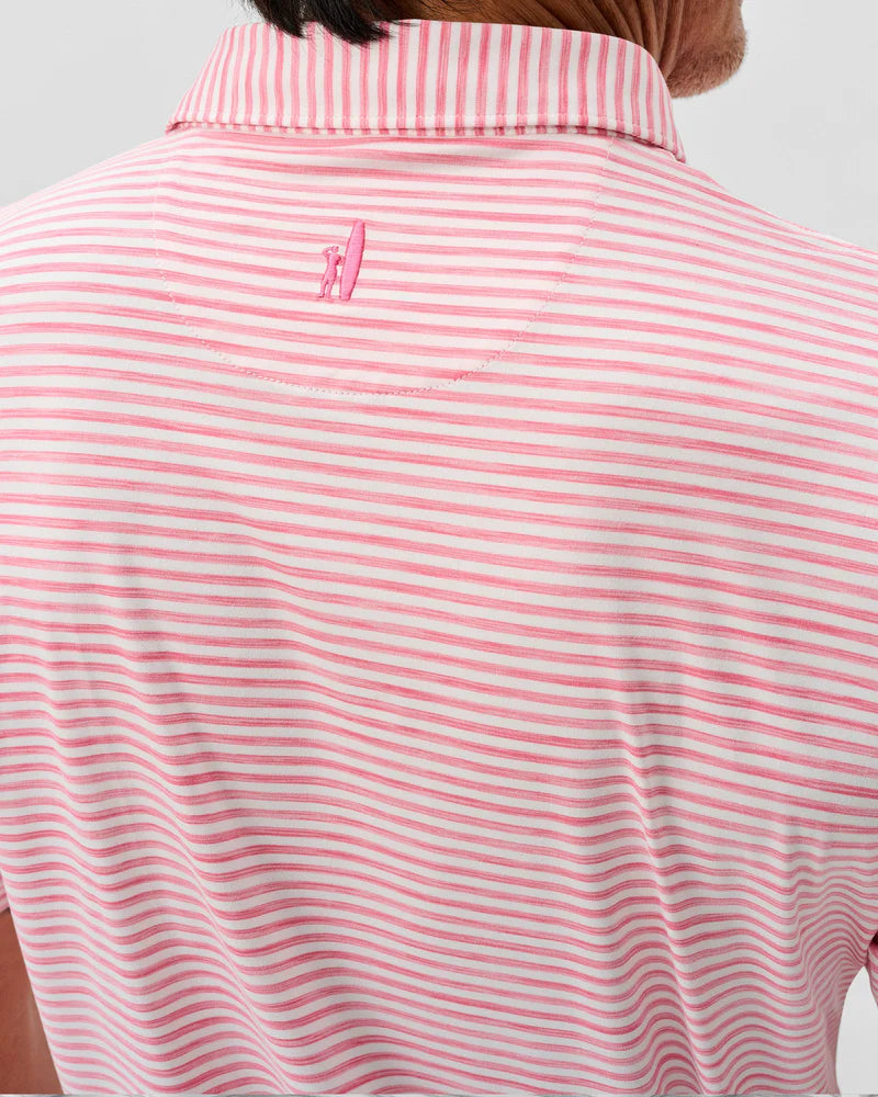 Johnnie-O- Performance Featherweight Polo- Seymour Stripe - Pink Lemonade