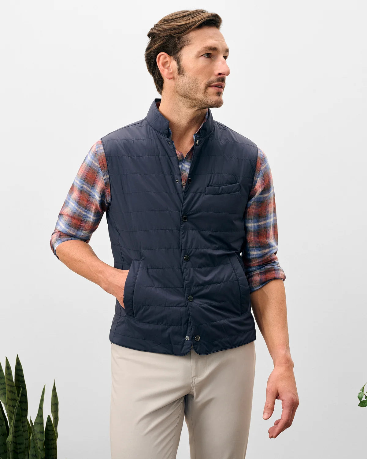 Johnnie O - Bauer Snap Front Quilted Vest - Navy