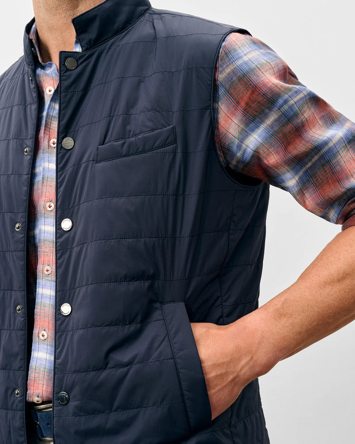 Johnnie O - Bauer Snap Front Quilted Vest - Navy