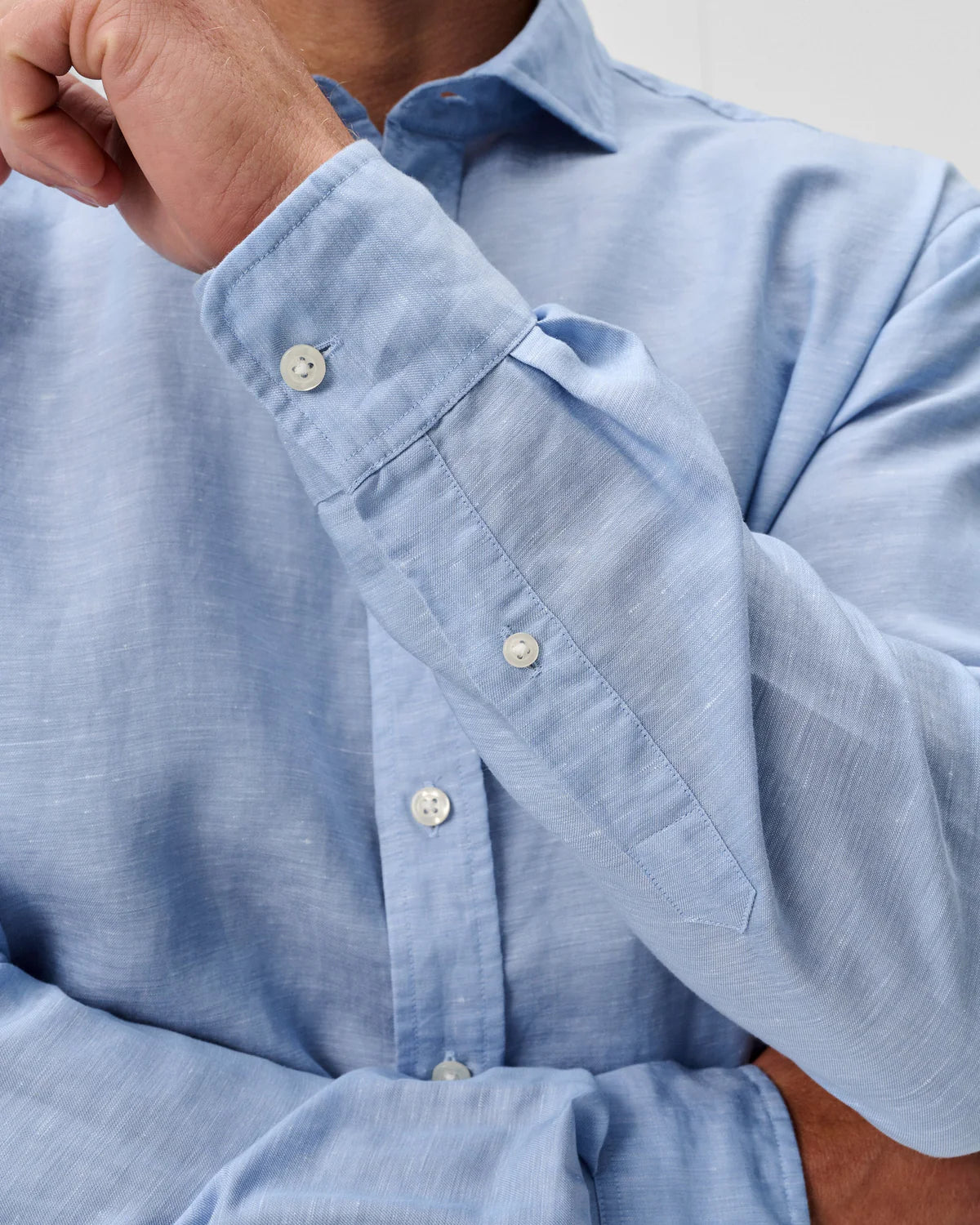 Johnnie O - Solid Linen Blend Button Up Shirt - Malibu