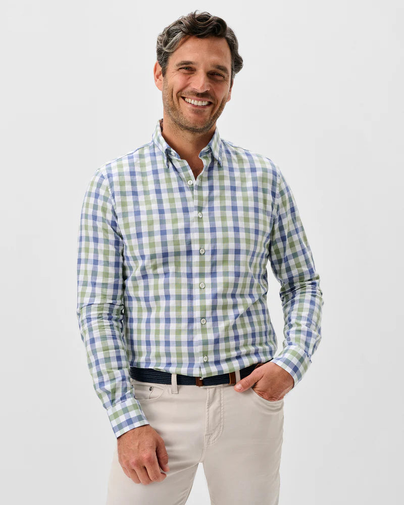 Johnnie O - Candler Slub Cotton Button Down Shirt - Forest