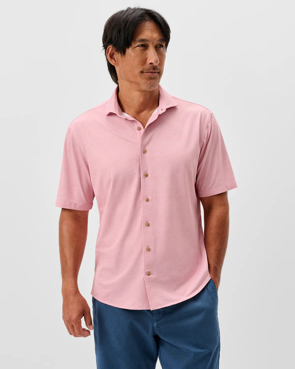 Johnnie O - Printed Mesh Short Sleeve Button Up Shirt - Snapper