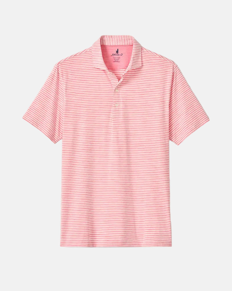 Johnnie-O- Performance Featherweight Polo- Seymour Stripe - Pink Lemonade