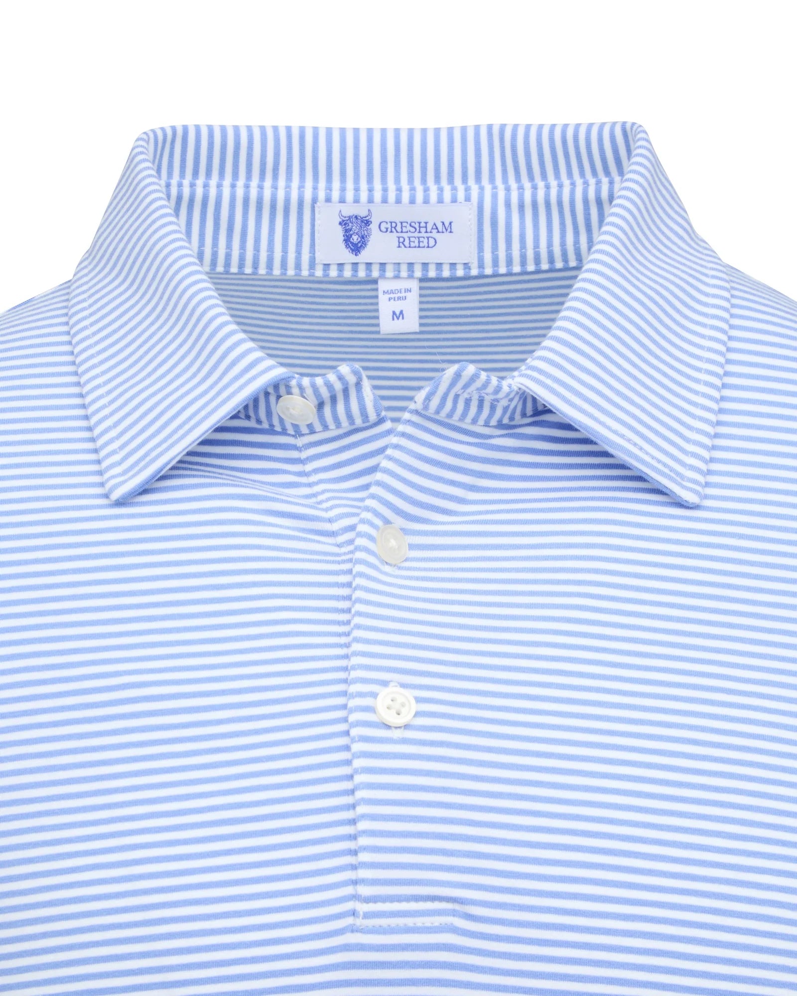 Gresham Reed - Sky Blue & White Stripe Polo